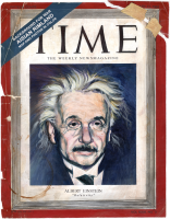Einstein Time Portrait - Acrylic trompe l' oeil. 2009